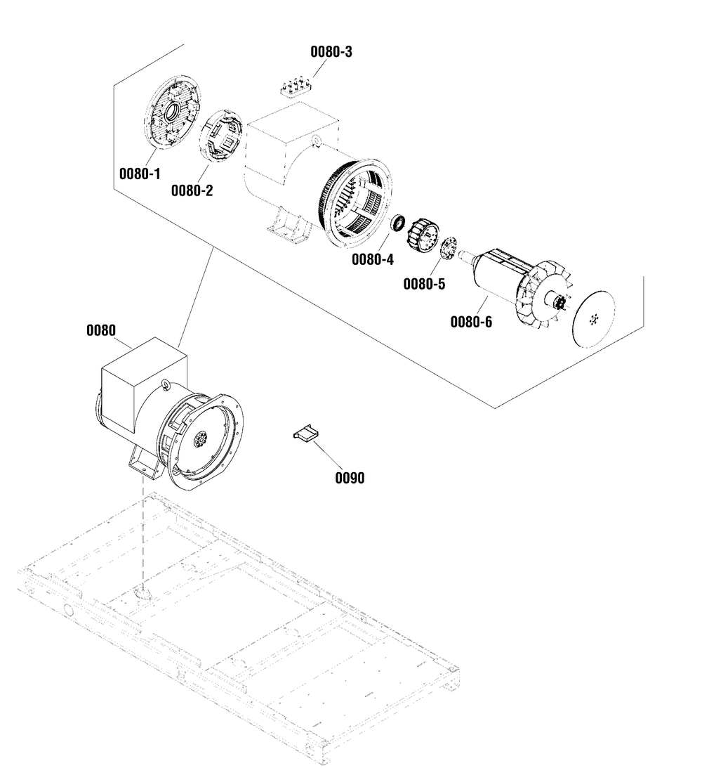 Alternator Group Diagram and Parts List for 076355-03  Briggs and Stratton Generator